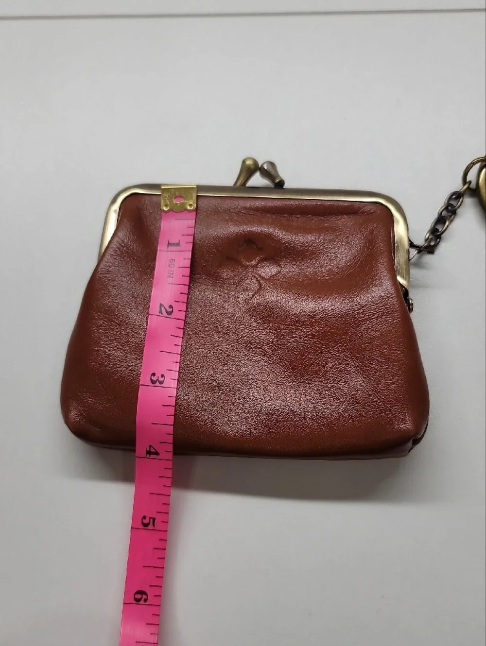 Patricia Nash Borse Large Leather Coin Purse with Keyring - Brown